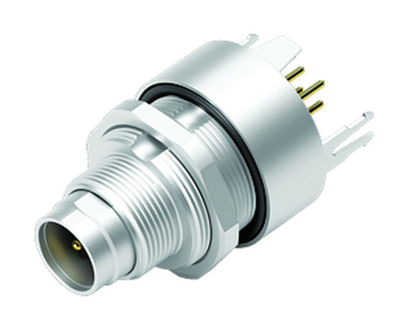 Binder 09-0411-35-04 M9 IP67 Male panel mount connector, Contacts: 4, shieldable, THT, IP67, front fastened | American Cable Assemblies