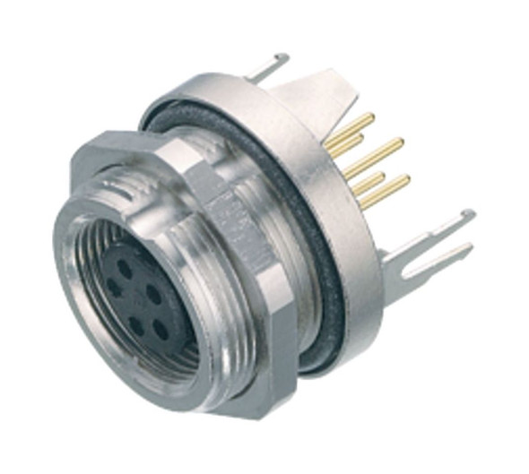 Binder 09-0408-30-03 M9 IP67 Female panel mount connector, Contacts: 3, shieldable, THT, IP67, front fastened | American Cable Assemblies