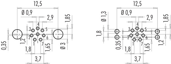 Binder 09-0428-30-08 M9 IP67 Female panel mount connector, Contacts: 8, shieldable, THT, IP67, front fastened