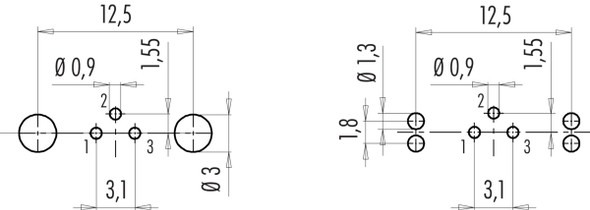 Binder 09-0408-35-03 M9 IP67 Female panel mount connector, Contacts: 3, shieldable, THT, IP67, front fastened