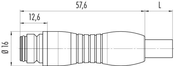 Binder 77-6406-0000-50005-0200 Snap-In IP67 Female cable connector, Contacts: 5, unshielded, moulded on the cable, IP67, PUR, black, 5 x 0.75 mm², 2 m