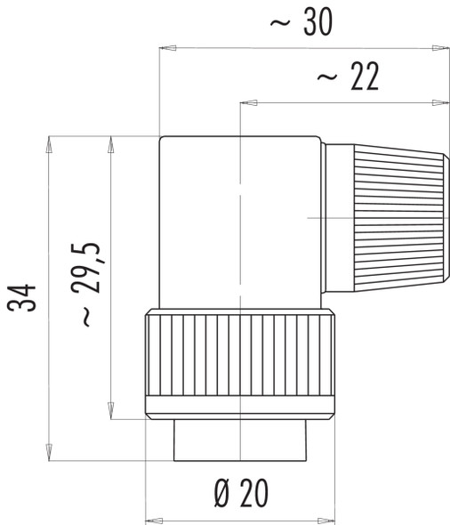 Binder 99-0601-72-02 Bayonet Male angled connector, Contacts: 2, 6.0-8.0 mm, unshielded, solder, IP40