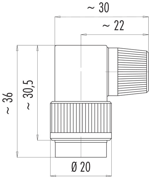 Binder 99-0610-70-04 Bayonet Female angled connector, Contacts: 4, 4.0-6.0 mm, unshielded, solder, IP40