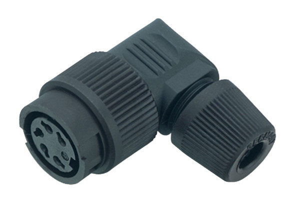 Binder 99-0614-70-05 Bayonet Female angled connector, Contacts: 5, 4.0-6.0 mm, unshielded, solder, IP40 | American Cable Assemblies