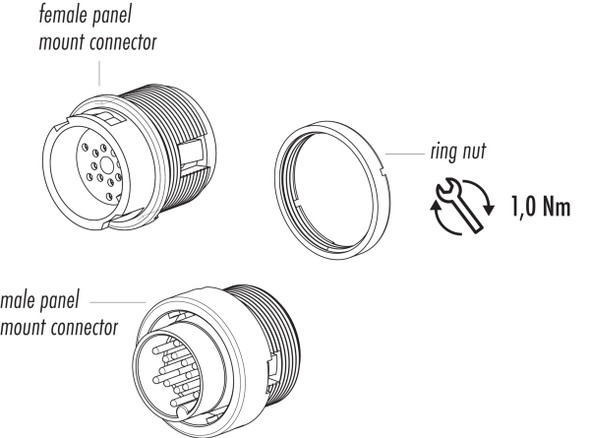 Binder 99-0671-00-24 Bayonet Male panel mount connector, Contacts: 24, unshielded, solder, IP40