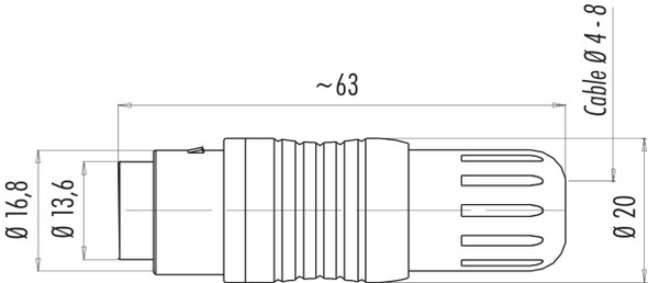 Binder 99-4805-00-03 Push-Pull Male cable connector, Contacts: 3, 4.0-8.0 mm, shieldable, solder, IP67