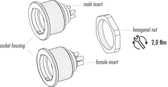 Binder 09-4827-25-07 Push-Pull Male panel mount connector, Contacts: 7, unshielded, solder, IP40