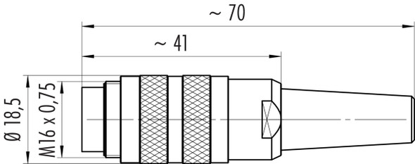 Binder 99-2021-700-06 M16 IP40 Male cable connector, Contacts: 6 (06-a), 4.0-6.0 mm, shieldable, crimping (Crimp contacts must be ordered separately), IP40