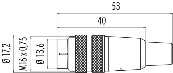 Binder 09-0301-92-02 M16 IP40 Male cable connector, Contacts: 2 (02-a), 6.0-8.0 mm, unshielded, solder, IP40