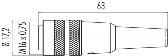 Binder 09-0302-09-02 M16 IP40 Female cable connector, Contacts: 2 (02-a), 3.0-6.0 mm, unshielded, solder, IP40