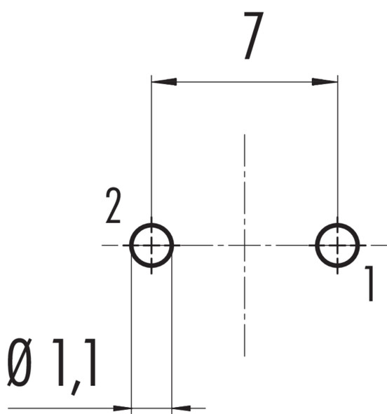 Binder 09-0303-99-02 M16 IP40 Male panel mount connector, Contacts: 2 (02-a), unshielded, THT, IP40, front fastened