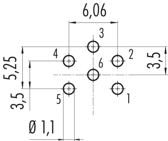 Binder 09-0323-99-06 M16 IP40 Male panel mount connector, Contacts: 6 (06-a), unshielded, THT, IP40, front fastened