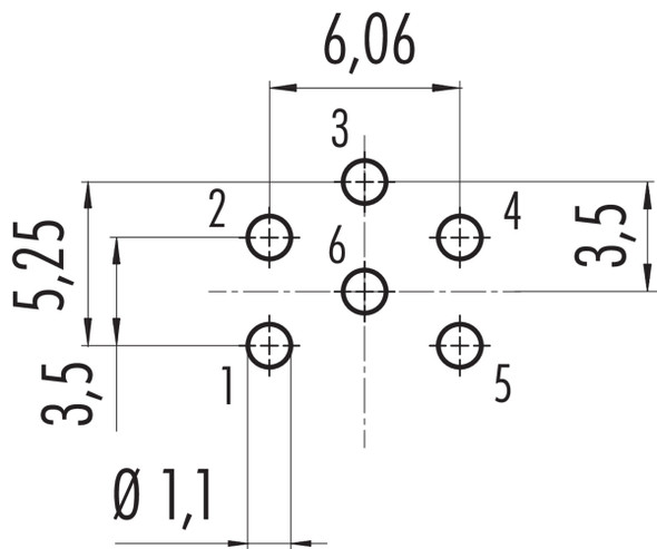 Binder 09-0324-90-06 M16 IP40 Female panel mount connector, Contacts: 6 (06-a), unshielded, THT, IP40, front fastened