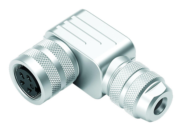Binder 99-5110-750-04 M16 IP67 Female angled connector, Contacts: 4 (04-a), 4.0-6.0 mm, shieldable, crimping (Crimp contacts must be ordered separately), IP67, UL | American Cable Assemblies