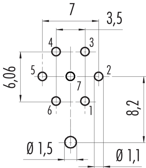 Binder 09-0128-290-07 M16 IP67 Female panel mount connector, Contacts: 7 (07-a), shieldable, THT, IP67, UL, front fastened