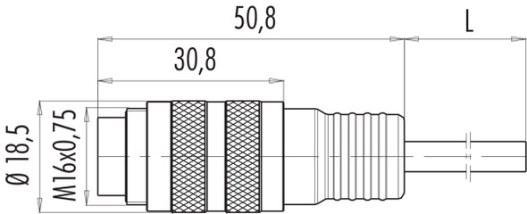 Binder 79-6113-20-05 M16 IP67 Male cable connector, Contacts: 5 (05-a), shielded, moulded on the cable, IP67, PUR, black, 5 x 0.25 mm², 2 m