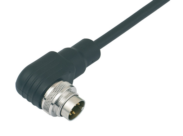 Binder 79-6317-200-06 M16 IP67 Male angled connector, Contacts: 6 (06-a), shielded, moulded on the cable, IP67, PUR, black, 6 x 0.25 mm², 2 m | American Cable Assemblies