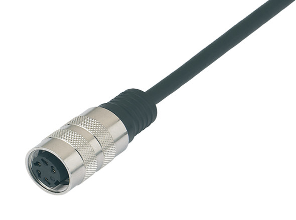 Binder 79-6014-20-05 M16 IP67 Female cable connector, Contacts: 5 (05-a), unshielded, moulded on the cable, IP67, PUR, black, 5 x 0.25 mm², 2 m | American Cable Assemblies