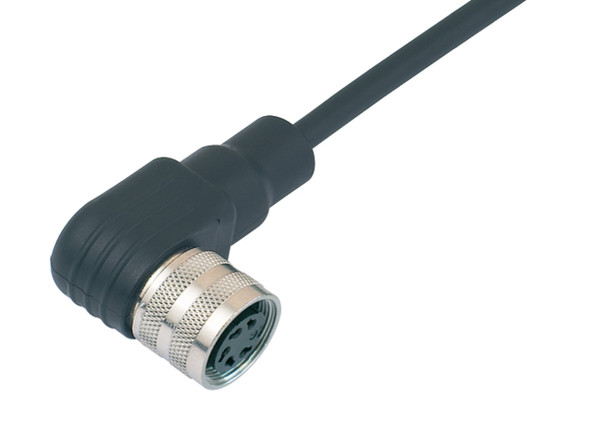 Binder 79-6318-200-06 M16 IP67 Female angled connector, Contacts: 6 (06-a), shielded, moulded on the cable, IP67, PUR, black, 6 x 0.25 mm², 2 m | American Cable Assemblies
