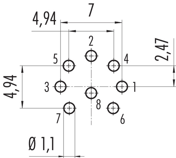 Binder 09-0173-90-08 M16 IP67 Male panel mount connector, Contacts: 8 (08-a), unshielded, THT, IP68, UL, AISG compliant, front fastened