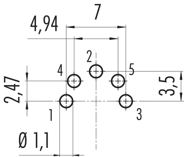 Binder 09-0120-90-05 M16 IP67 Female panel mount connector, Contacts: 5 (05-b), unshielded, THT, IP67, UL, front fastened