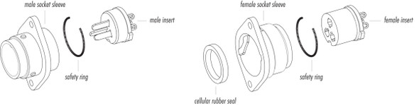 Binder 09-0057-00-03 Bayonet Male panel mount connector, Contacts: 3, unshielded, solder, IP40