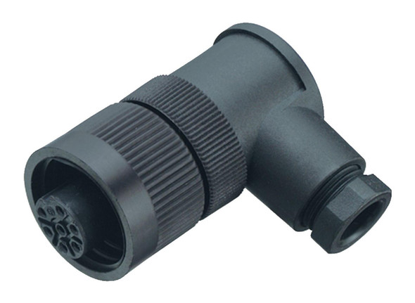 Binder 99-0202-70-07 RD24 Female angled connector, Contacts: 6+PE, 6.0-8.0 mm, unshielded, crimping (Crimp contacts must be ordered separately), IP67, PG 9 | American Cable Assemblies