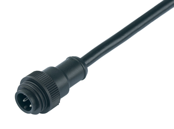 Binder 79-0235-20-07 RD24 Male cable connector, Contacts: 6+PE, unshielded, moulded on the cable, IP67, PVC, black, 7 x 0.75 mm², 2 m | American Cable Assemblies