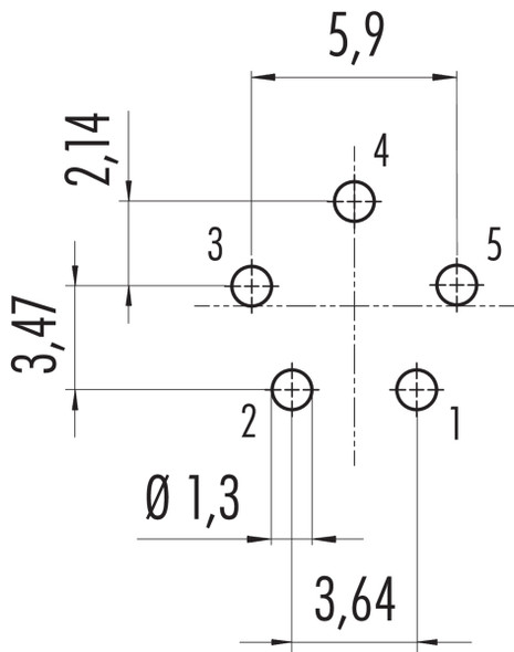 Binder 99-9116-490-05 Snap-In IP67 (miniature) Female panel mount connector, Contacts: 5, unshielded, THT, IP67