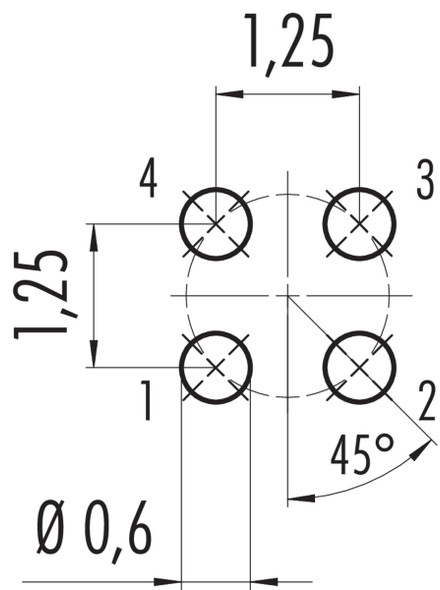 Binder 09-3111-81-04 M5 Male panel mount connector, Contacts: 4, unshielded, THT, IP67