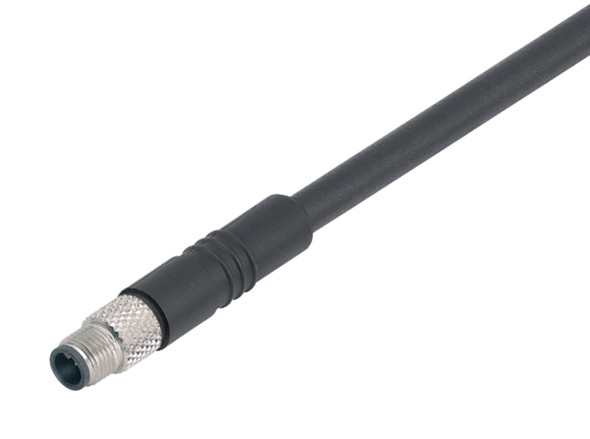 Binder 77-3459-0000-40003-0200 M5 Male cable connector, Contacts: 3, unshielded, moulded on the cable, IP67, UL, M5x0,5, PUR, black, 3 x 0.14 mm², 2 m | American Cable Assemblies