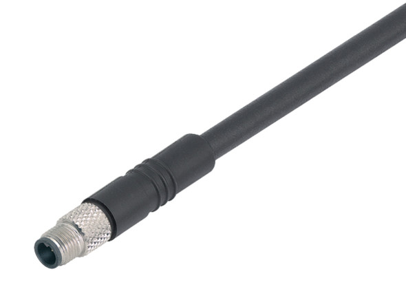 Binder 77-3459-0000-40004-0200 M5 Male cable connector, Contacts: 4, unshielded, moulded on the cable, IP67, UL, M5x0,5, PUR, black, 4 x 0.14 mm², 2 m | American Cable Assemblies