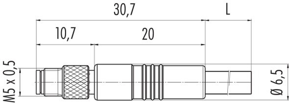 Binder 77-3459-0000-50004-0200 M5 Male cable connector, Contacts: 4, unshielded, moulded on the cable, IP67, UL, M5x0,5, PUR, black, 4 x 0.25 mm², 2 m