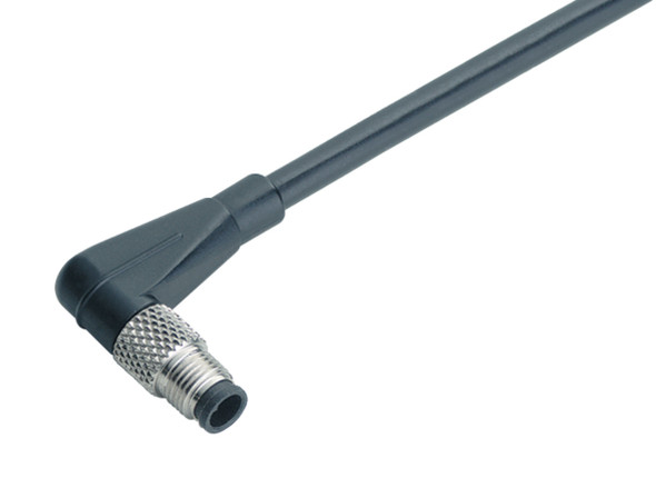 Binder 77-3457-0000-40003-0200 M5 Male angled connector, Contacts: 3, unshielded, moulded on the cable, IP67, UL, M5x0,5, PUR, black, 3 x 0.14 mm², 2 m | American Cable Assemblies