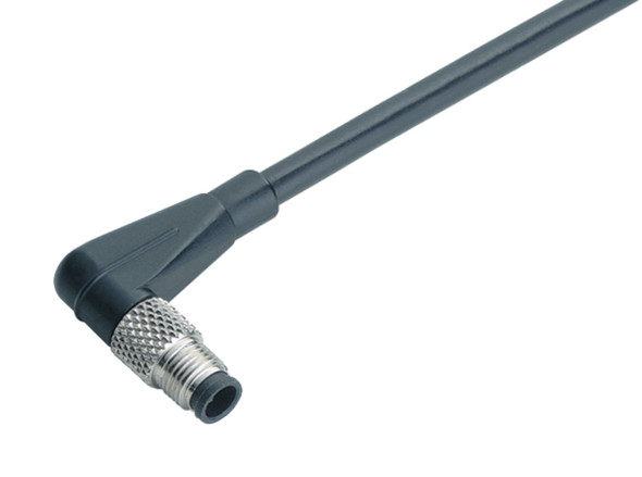 Binder 77-3457-0000-50003-0200 M5 Male angled connector, Contacts: 3, unshielded, moulded on the cable, IP67, UL, M5x0,5, PUR, black, 3 x 0.25 mm², 2 m | American Cable Assemblies