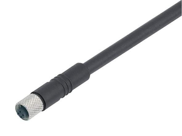 Binder 77-3450-0000-40003-0200 M5 Female cable connector, Contacts: 3, unshielded, moulded on the cable, IP67, UL, M5x0,5, PUR, black, 3 x 0.14 mm², 2 m | American Cable Assemblies