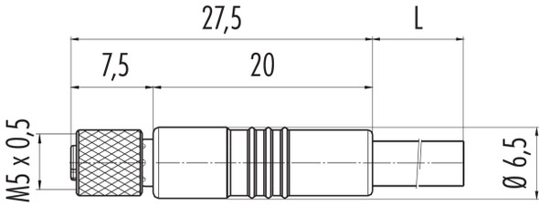 Binder 77-3450-0000-40003-0200 M5 Female cable connector, Contacts: 3, unshielded, moulded on the cable, IP67, UL, M5x0,5, PUR, black, 3 x 0.14 mm², 2 m