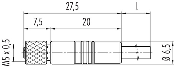 Binder 77-3550-0000-40003-0500 M5 Female cable connector, Contacts: 3, shielded, moulded on the cable, IP67, M5x0,5, PUR, black, 3 x 0.14 mm², 5 m