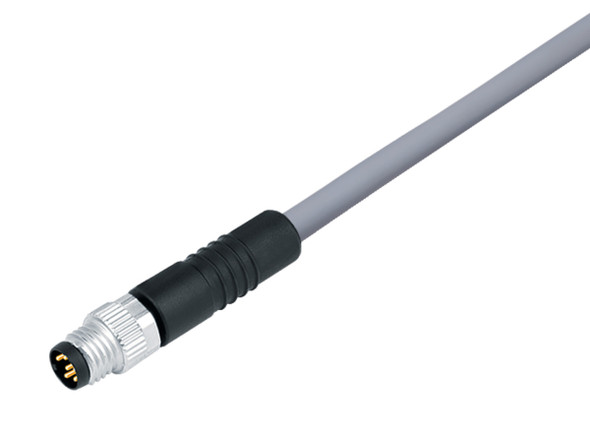 Binder 77-3405-0000-20003-1000 M8 Male cable connector, Contacts: 3, unshielded, moulded on the cable, IP67/IP69K, UL, PVC, grey, 3 x 0.34 mm², 10 m | American Cable Assemblies