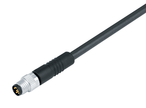 Binder 77-3405-0000-50008-0500 M8 Male cable connector, Contacts: 8, unshielded, moulded on the cable, IP67, UL, PUR, black, 8 x 0.25 mm², 5 m | American Cable Assemblies