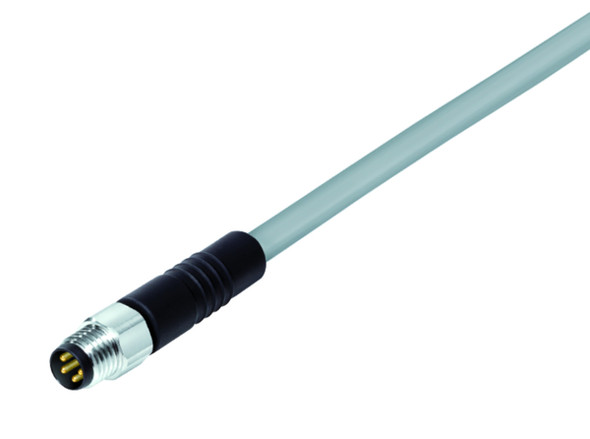 Binder 77-3705-0000-20003-0200 M8 Male cable connector, Contacts: 3, unshielded, moulded on the cable, IP67/IP69K, UL, PVC, grey, 3 x 0.34 mm², stainless steel, 2 m | American Cable Assemblies