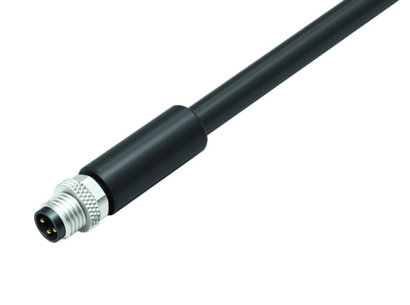 Binder 77-3505-0000-50704-0500 M8 Male cable connector, Contacts: 4, shielded, moulded on the cable, IP67, UL, PUR, black, 4 x 0.34 mm², 5 m | American Cable Assemblies