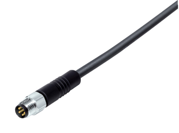 Binder 77-3705-0000-50006-0200 M8 Male cable connector, Contacts: 6, unshielded, moulded on the cable, IP67, UL, PUR, black, 6 x 0.25 mm², stainless steel, 2 m | American Cable Assemblies
