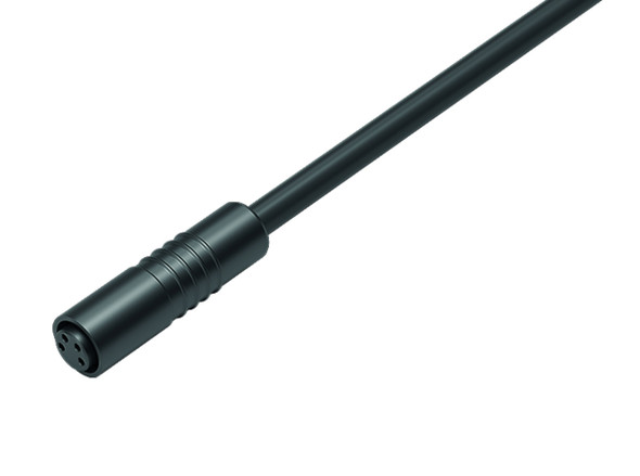 Binder 79-3386-52-04 M8 Female cable connector, Contacts: 4, unshielded, moulded on the cable, IP65, PUR, black, 4 x 0.25 mm², 2 m | American Cable Assemblies