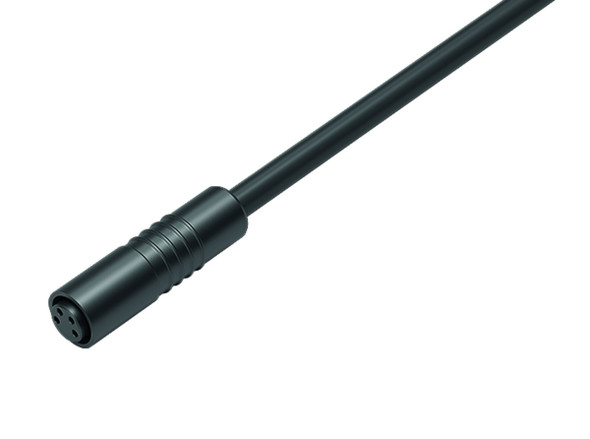 Binder 79-3386-55-04 M8 Female cable connector, Contacts: 4, unshielded, moulded on the cable, IP65, PUR, black, 4 x 0.25 mm², 5 m | American Cable Assemblies