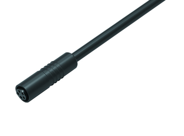 Binder 79-3418-55-05 M8 Female cable connector, Contacts: 5, unshielded, moulded on the cable, IP65, PUR, black, 5 x 0.34 mm², 5 m | American Cable Assemblies