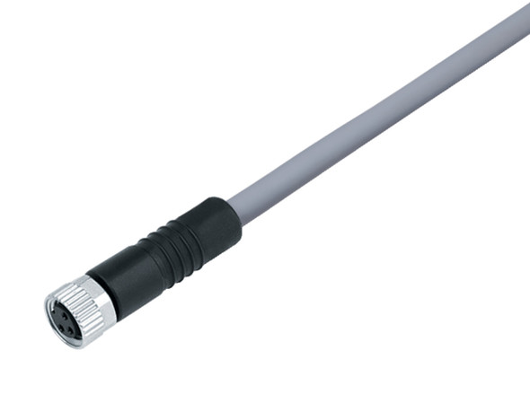 Binder 77-3406-0000-20004-1000 M8 Female cable connector, Contacts: 4, unshielded, moulded on the cable, IP67/IP69K, UL, PVC, grey, 4 x 0.34 mm², 10 m | American Cable Assemblies