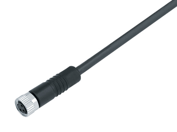 Binder 77-3406-0000-50008-0500 M8 Female cable connector, Contacts: 8, unshielded, moulded on the cable, IP67/IP69K, UL, PUR, black, 8 x 0.25 mm², 5 m | American Cable Assemblies