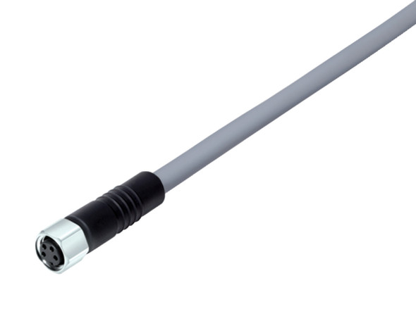 Binder 77-3706-0000-20003-0500 M8 Female cable connector, Contacts: 3, unshielded, moulded on the cable, IP67/IP69K, UL, PVC, grey, 3 x 0.34 mm², stainless steel, 5 m | American Cable Assemblies