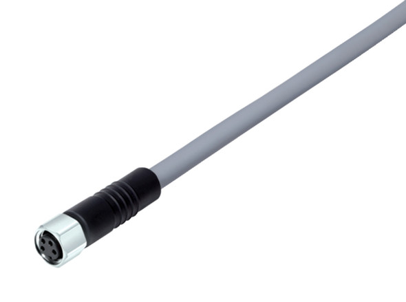 Binder 77-3706-0000-20004-0500 M8 Female cable connector, Contacts: 4, unshielded, moulded on the cable, IP67/IP69K, UL, PVC, grey, 4 x 0.34 mm², stainless steel, 5 m | American Cable Assemblies